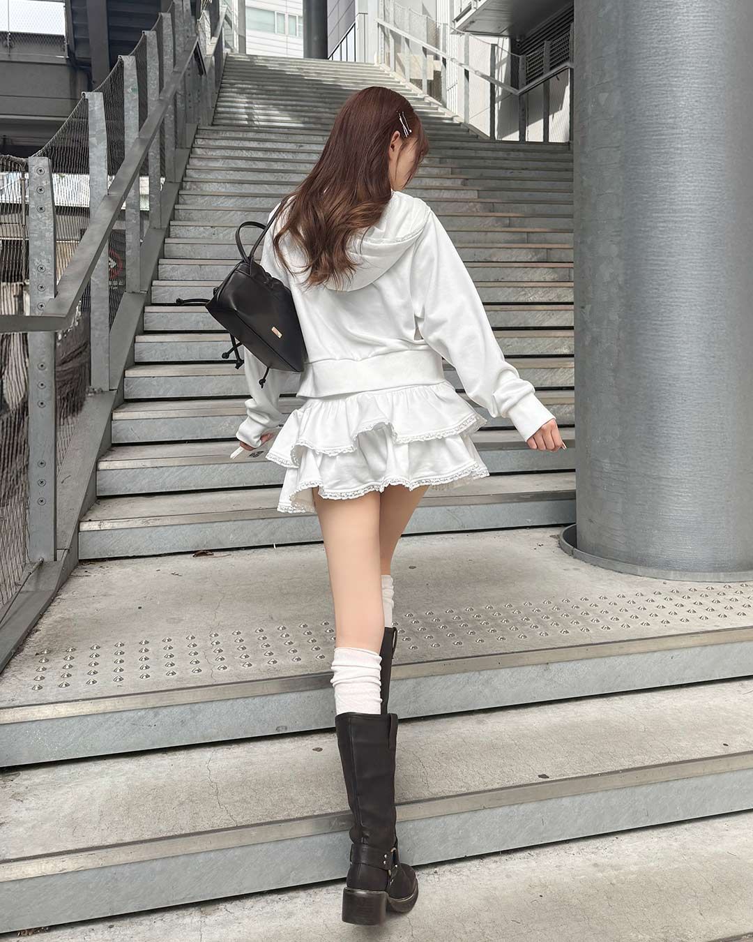 レースリボンフーディセットアップ ホワイト | ファッション通販