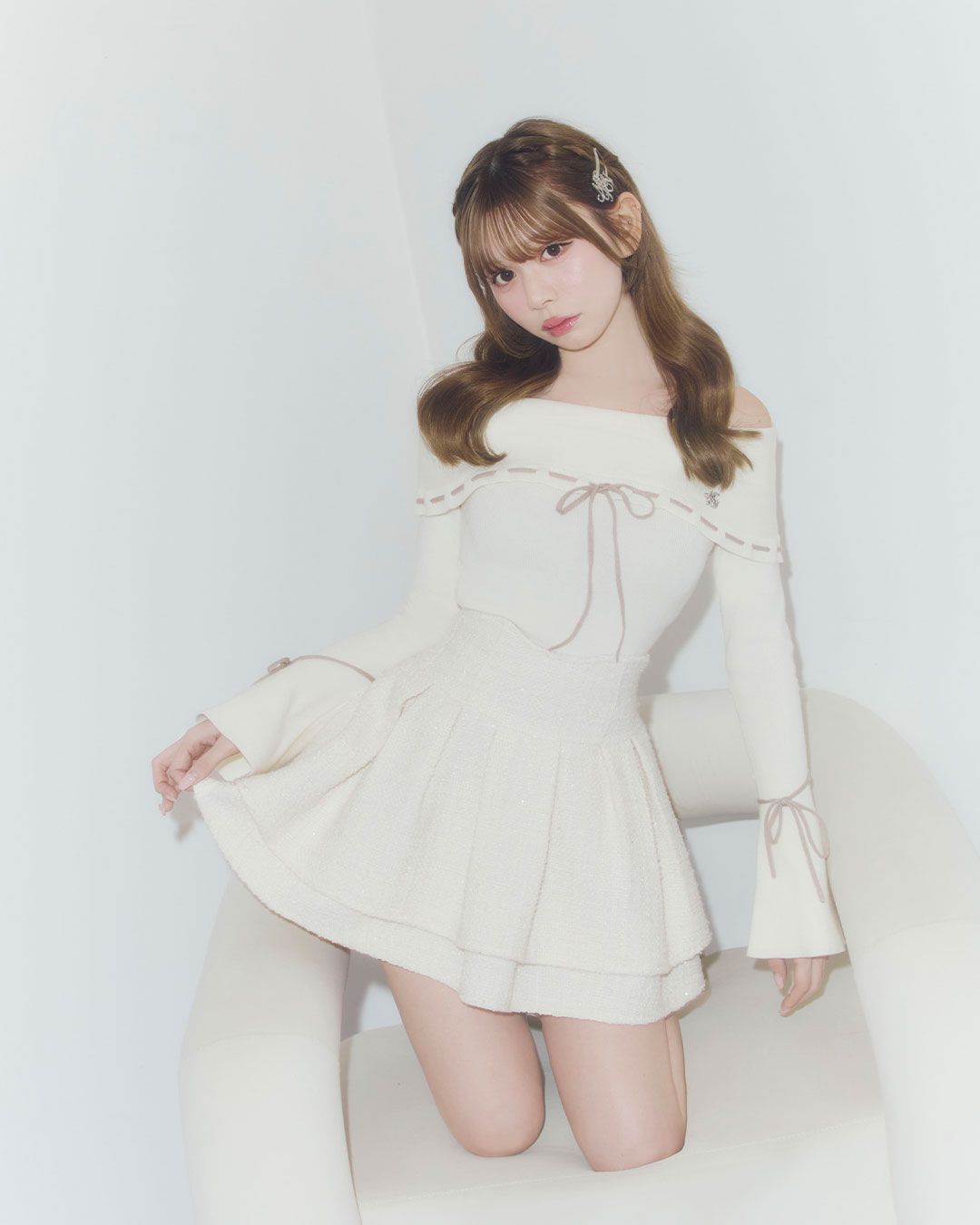 ファンシーツイード美脚スカート ブラック | ファッション通販