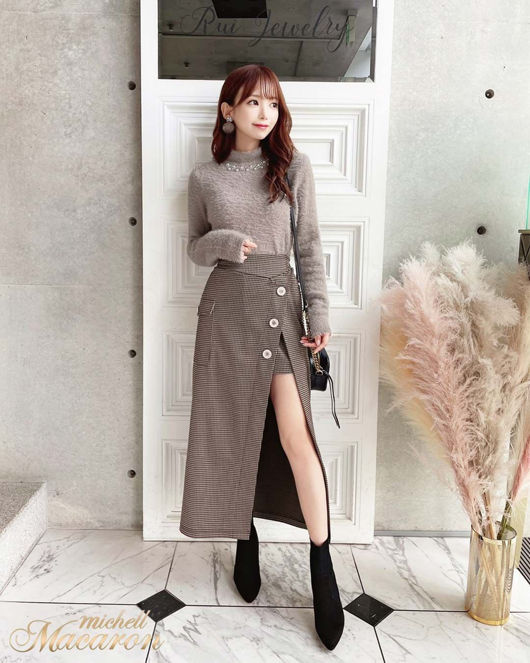 新しいエルメス レディース 里麻 39743 アンゴラ入り M グレー ニット トップス