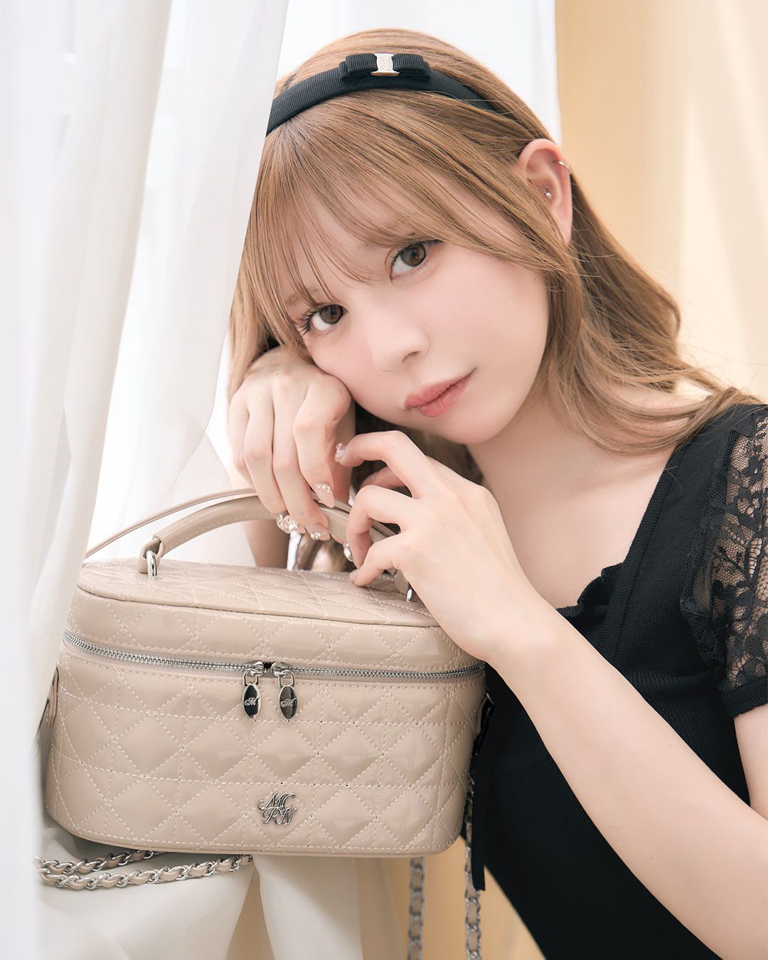 ミシェルマカロン ♡ キルティング バニティバッグ ベージュ