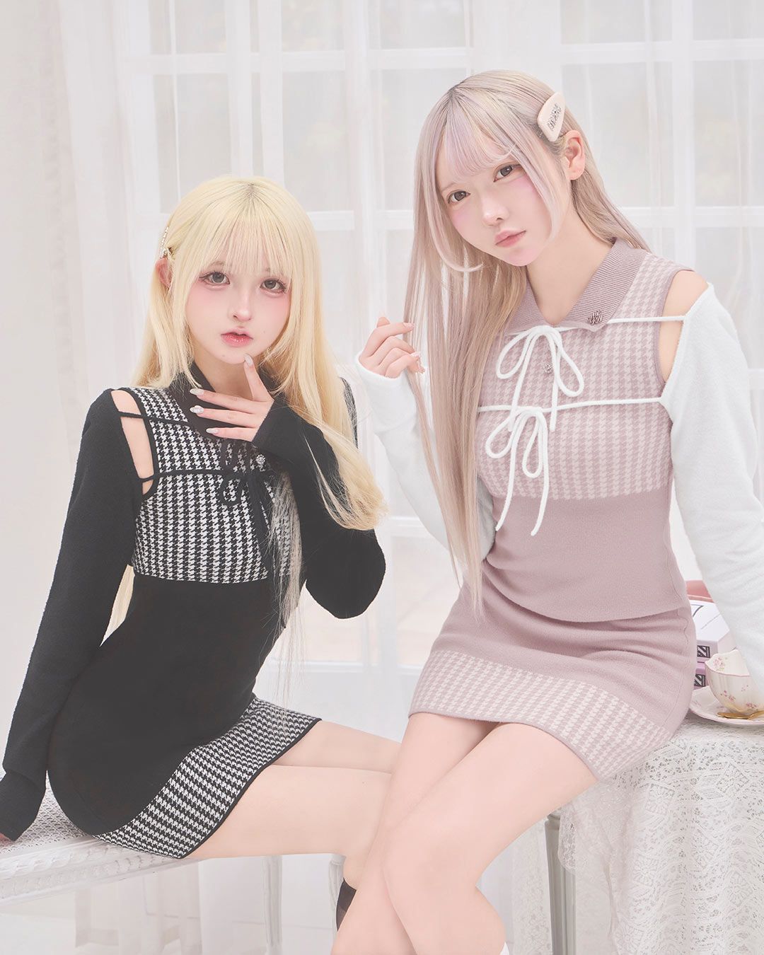 ボレロset千鳥ワンピース ピンク | ファッション通販＆メディアMyColor