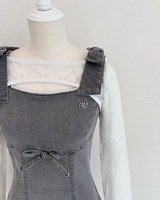 レースアンサンブルデニムワンピース ブラック | ファッション通販