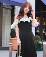 【新品未使用】SOLNI バイカラーフリルマキシワンピースS 88f3b9d0ddd29f40f1bdfd1870e37e