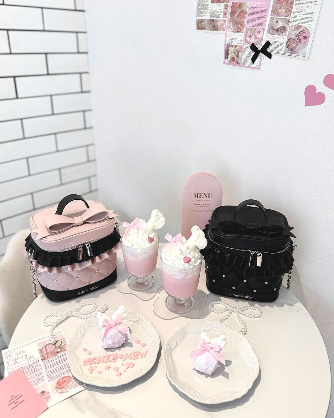 ビッグリボンバニティショルダー ピンク×ブラック | ファッション通販