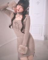 新品未開封　ミシェルマカロン　ケーブルファーニットセットアップ　XS ミシェルマカロン ファーニットセットアップ