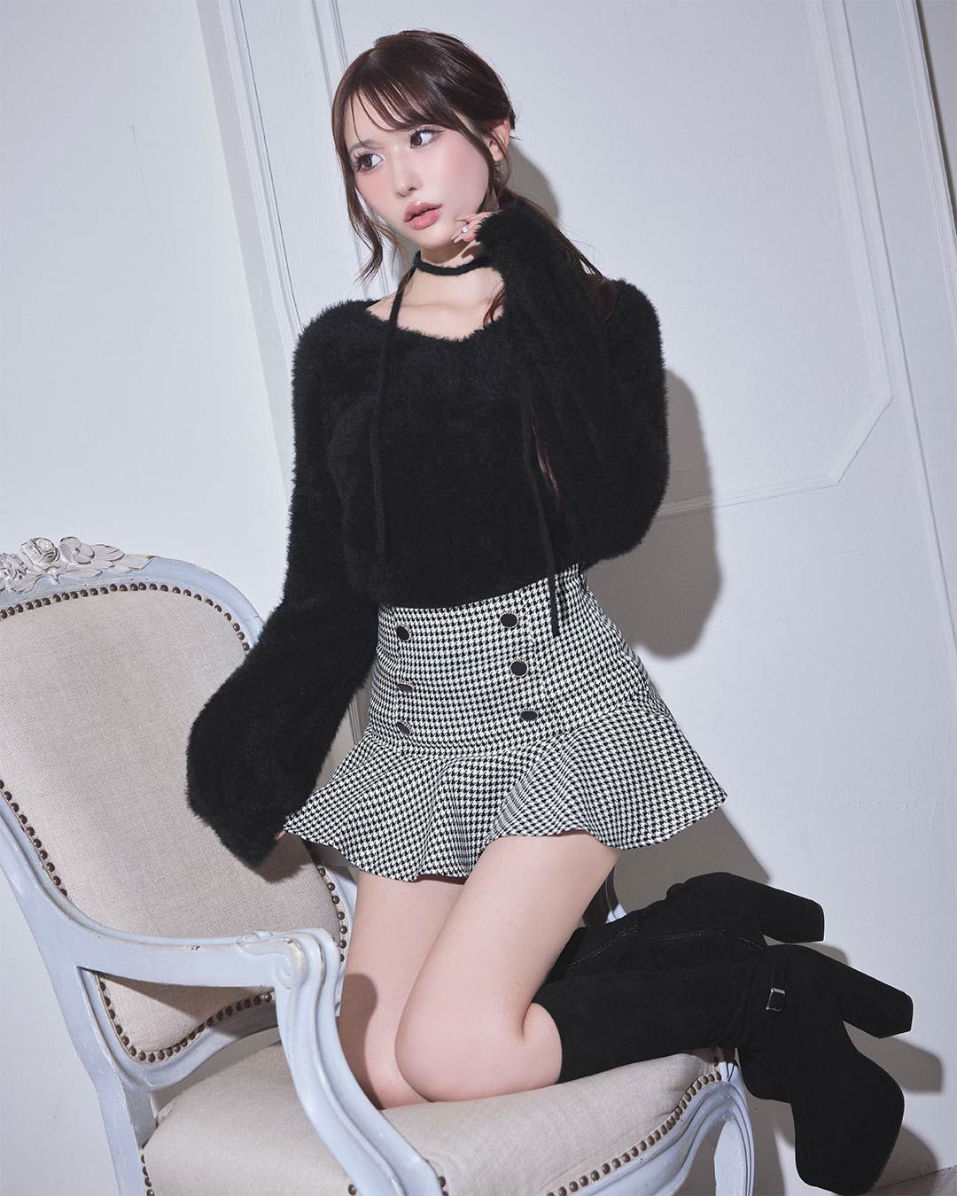 cherimi ダブルボタン美脚スカパン ダブルボタン美脚スカパン ブラック | ファッション通販＆メディア