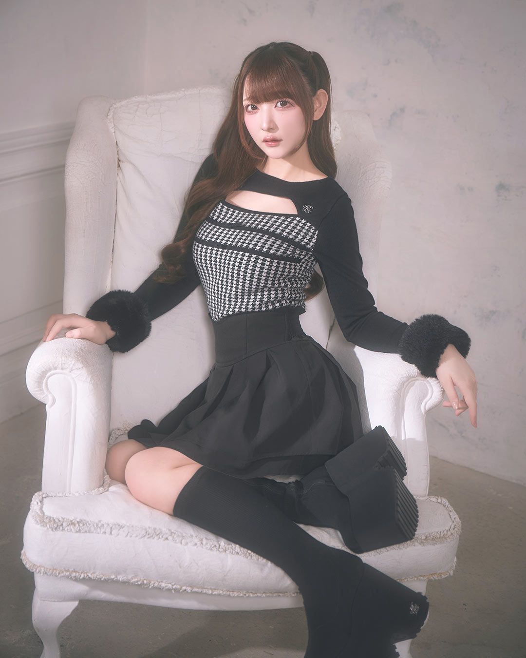 ちびリボン千鳥ニットトップス ブラック | ファッション通販＆メディア