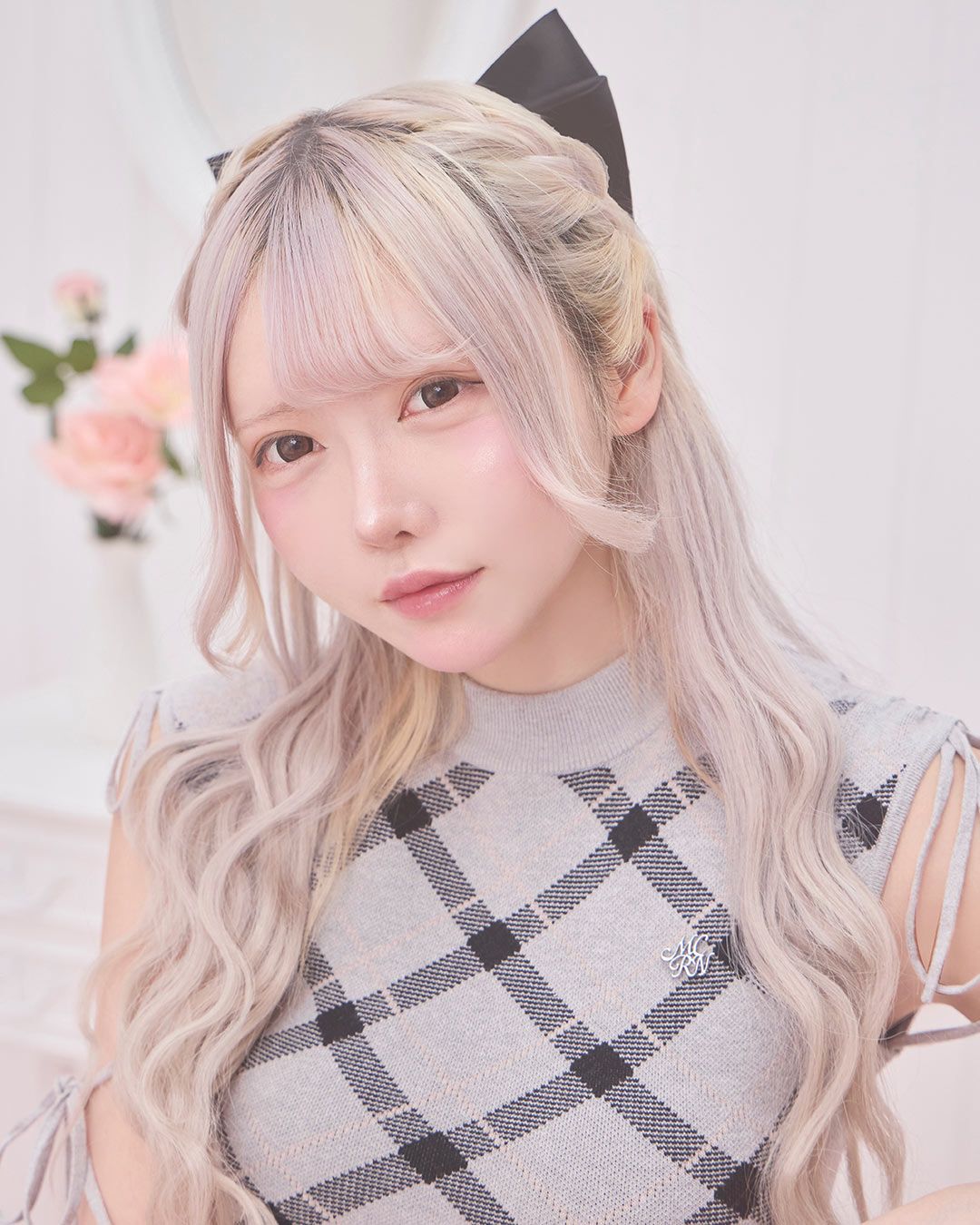 クロスラインチェックトップス グレージュ | ファッション通販