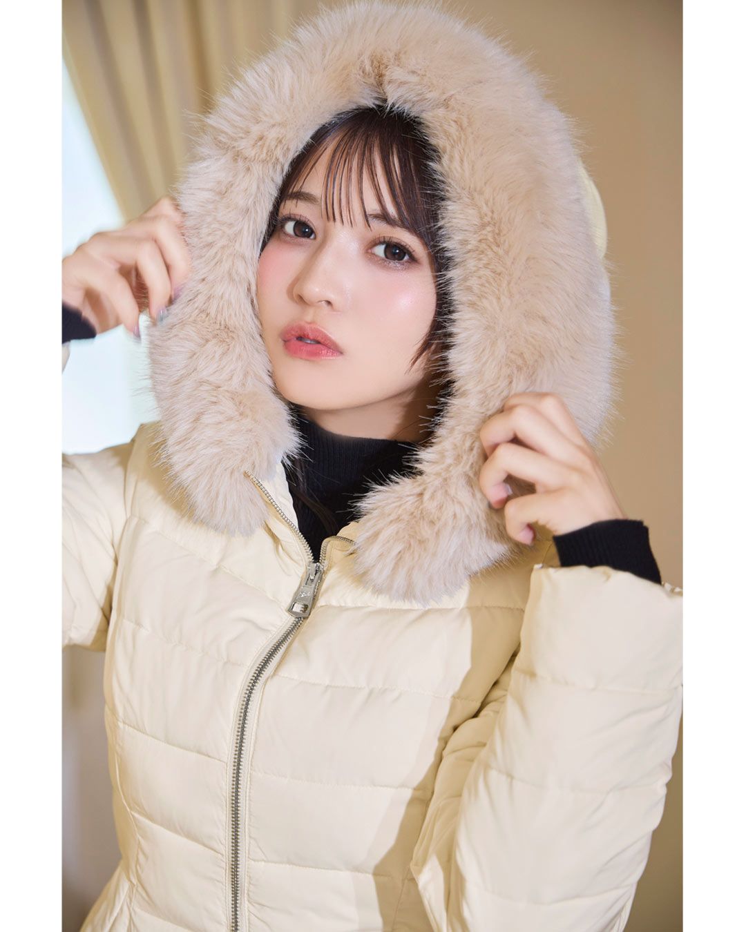 ファーフーディくびれファイバーダウン ブラック | ファッション通販