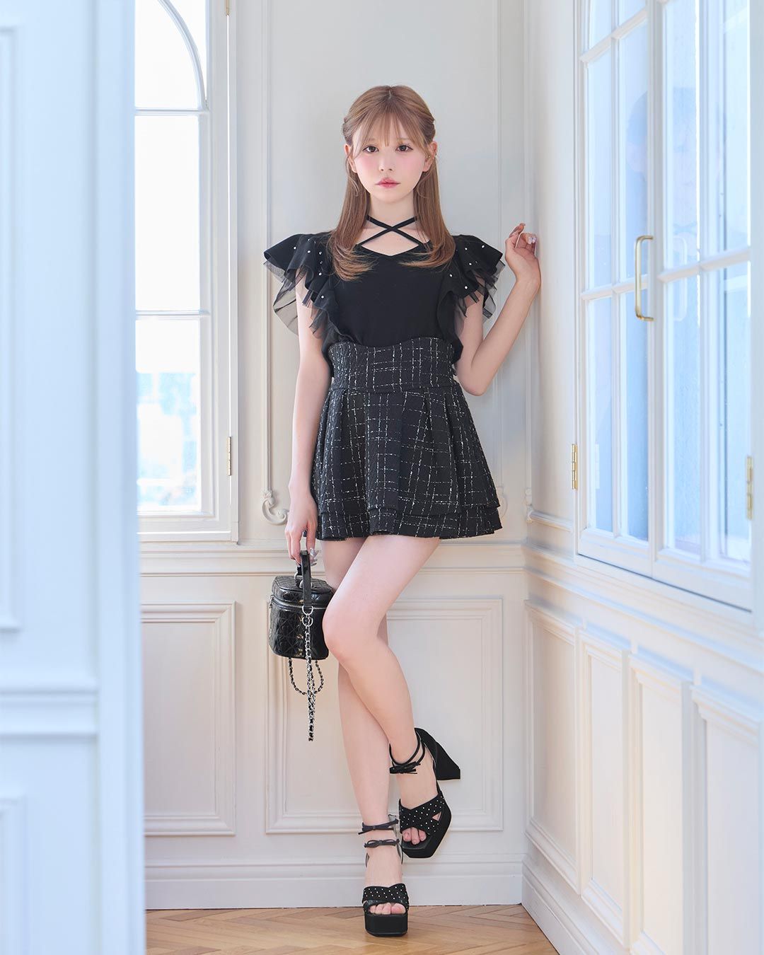 ビジューフリルニットトップス アイボリー | ファッション通販
