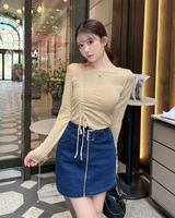 【AMI PARIS】インディゴデニムミニスカート ブルー コットン フレア ミニスカート ユーズドブルー | AMI PARIS