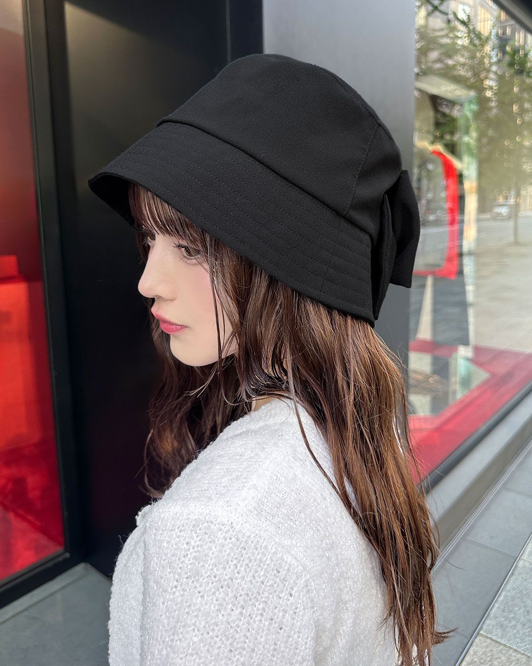 リボンバケットハット ブラック | ファッション通販＆メディアMyColor