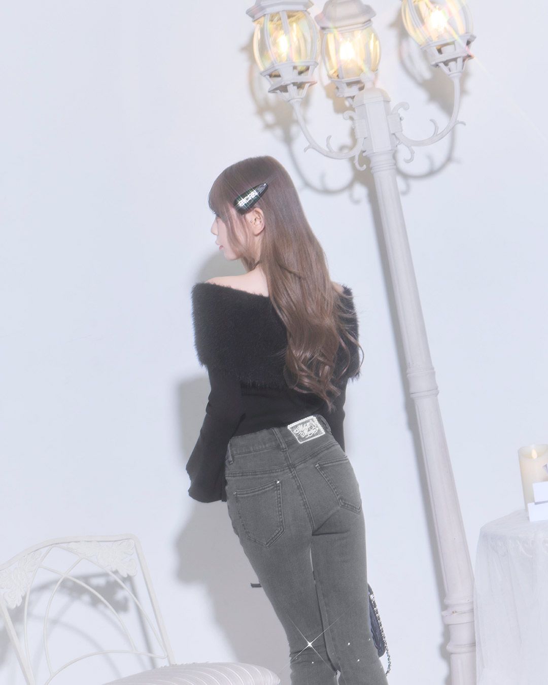 5kg美脚デニム（ビジューリボン） グレー | ファッション通販