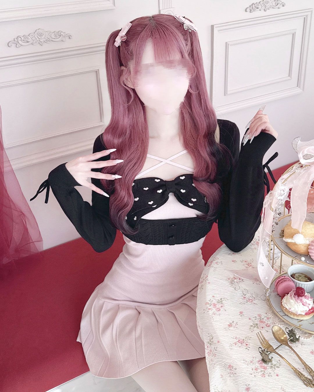 ビッグリボンハートアンサンブルワンピース ブラック | ファッション