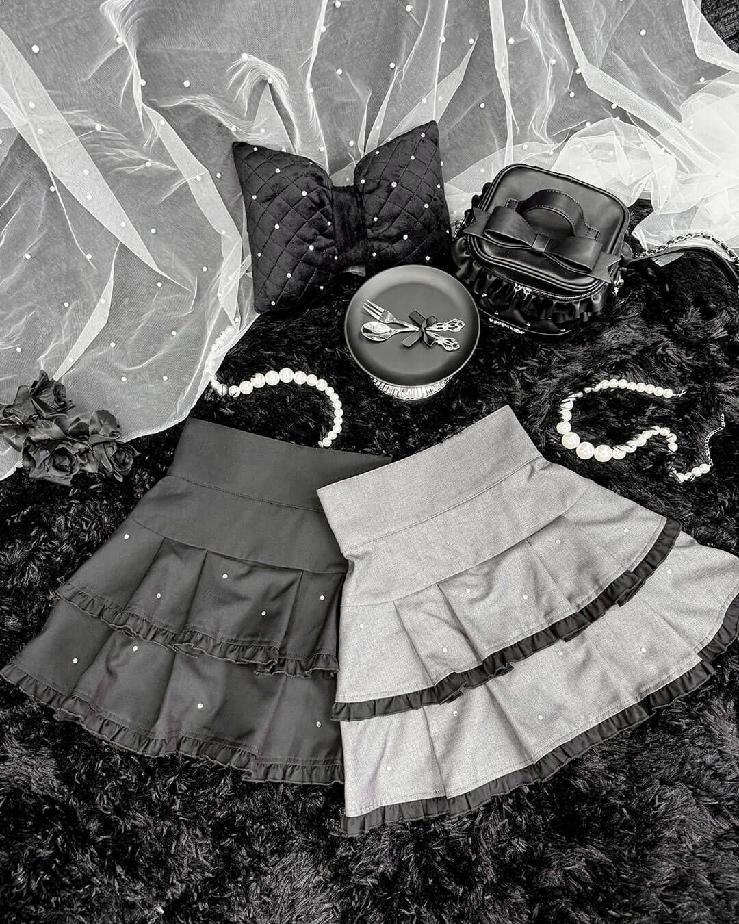 2段フリルビジュースカート グレー | ファッション通販＆メディア