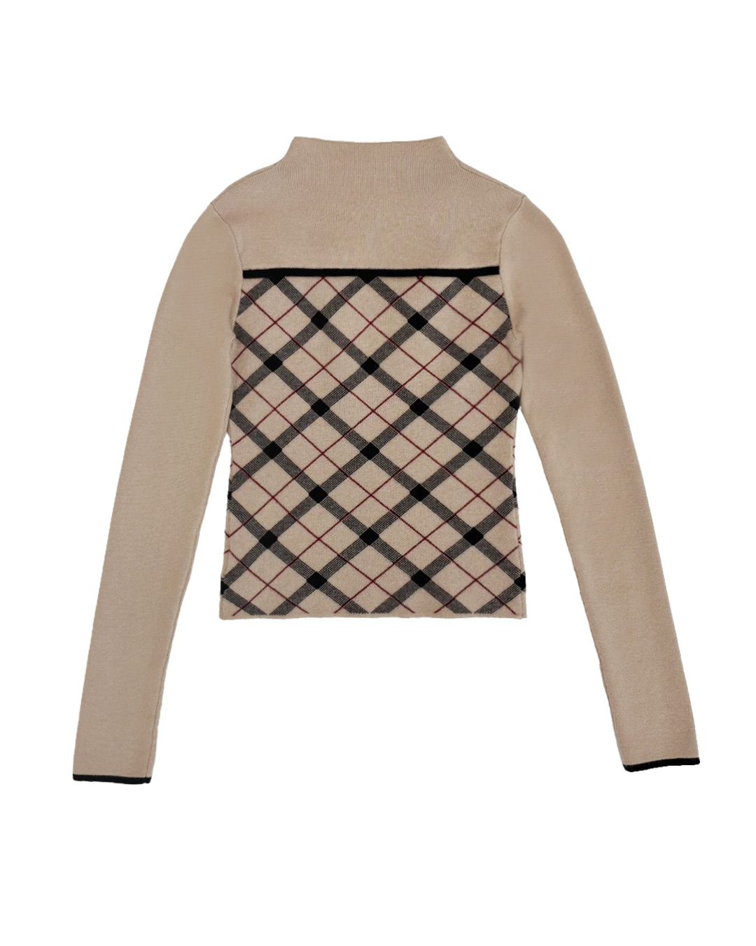 デコルテオープンチェックニットトップス グレー | ファッション通販