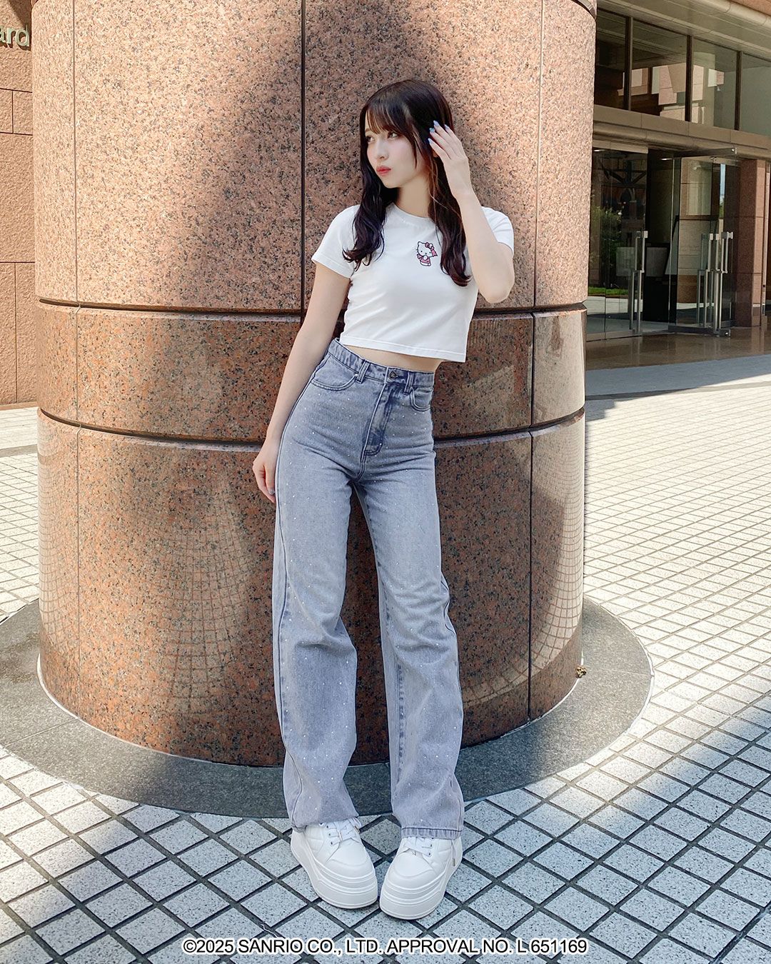 Rady ストーン付きワイドデニム ストーン付きワイドデニム ライトブルー | ファッション通販