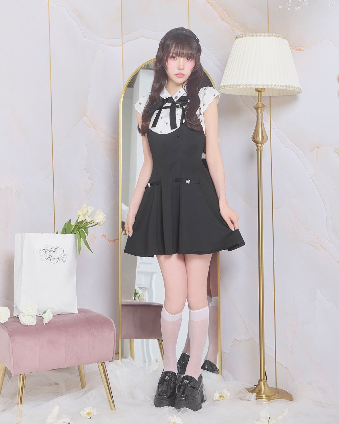 モノグラムシャツフレアジャンスカ ブラック | ファッション通販