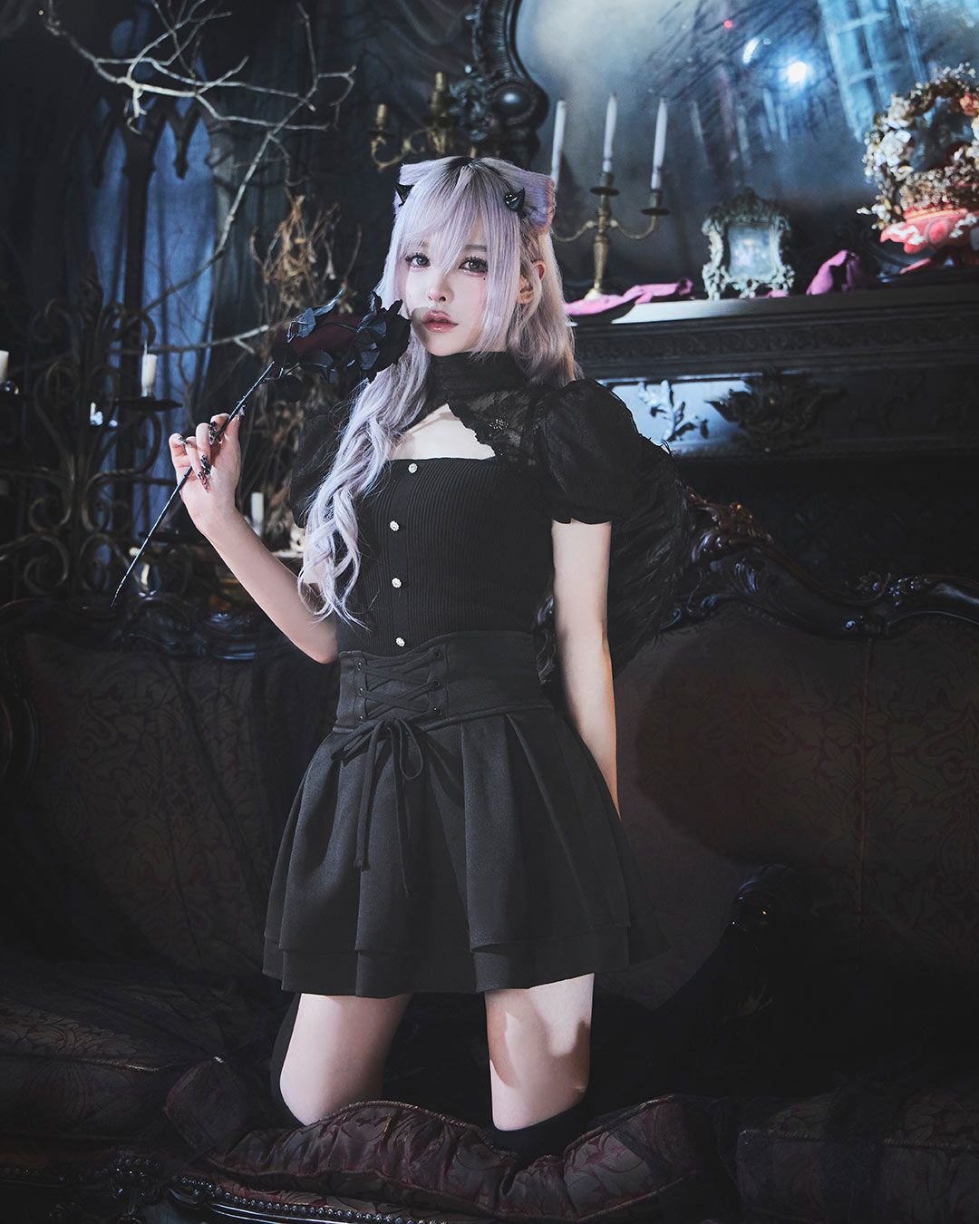 編み上げ美脚スカート グレー | ファッション通販＆メディアMyColor
