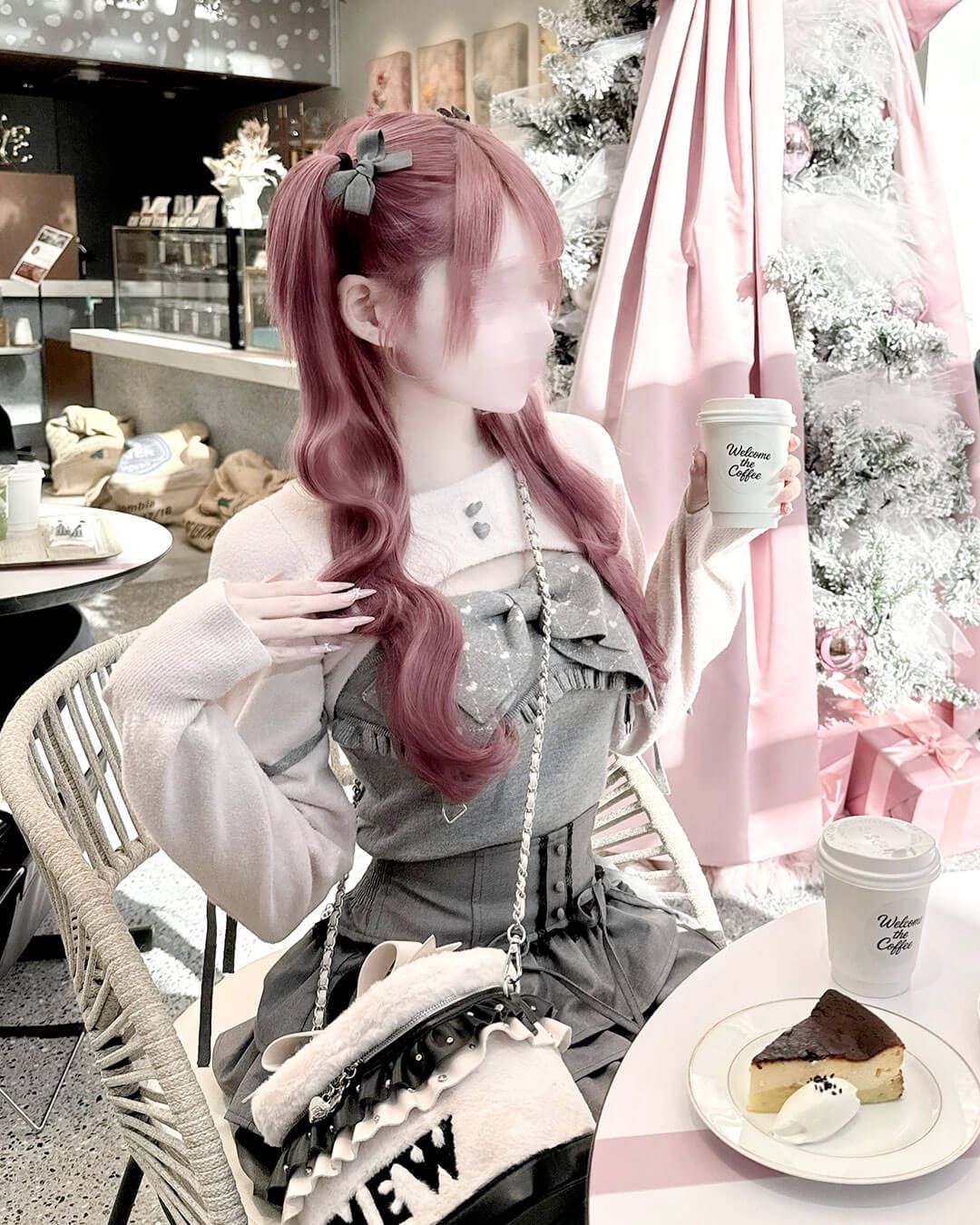 ビッグリボンガーター風アンサンブルトップス グレー | ファッション