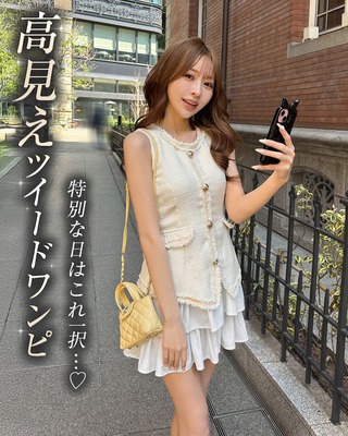 シェリミー cherimi フラワーレースアップワンピース Cheri mi