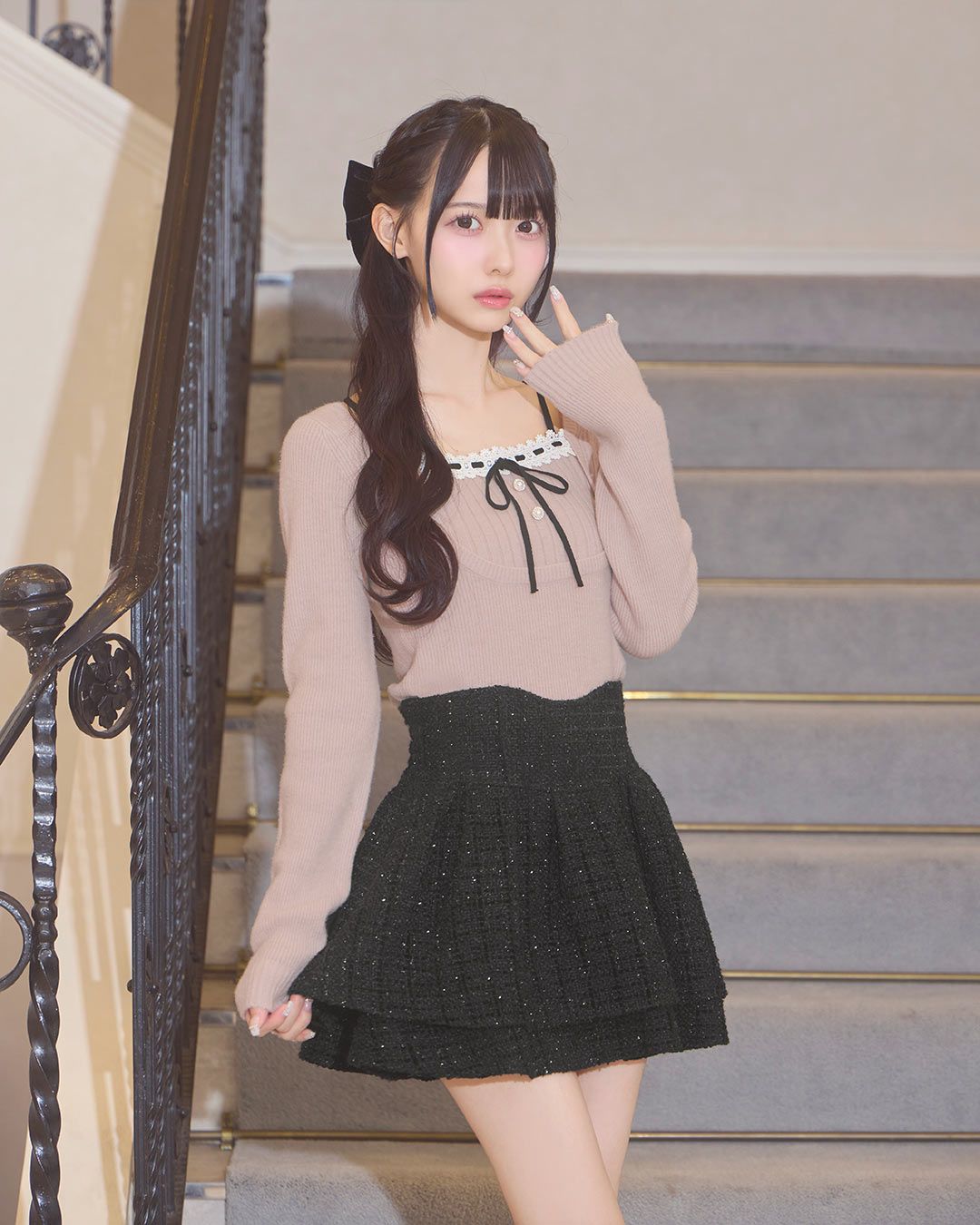 ファンシーツイード美脚スカート ブラック | ファッション通販