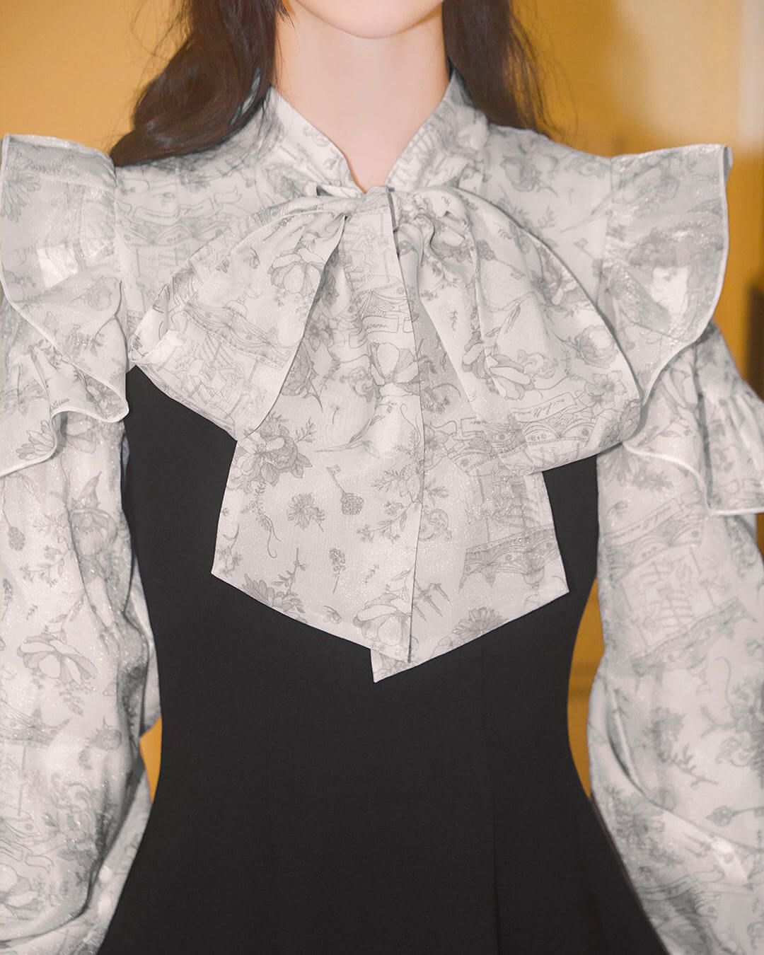 ロイヤルフルールリボンフレアワンピ ブラック | ファッション通販