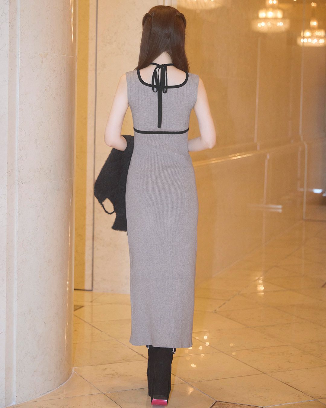 ミシェルマカロン/シャギーボレロsetニットワンピ シャギーボレロsetニットワンピ グレー | ファッション通販