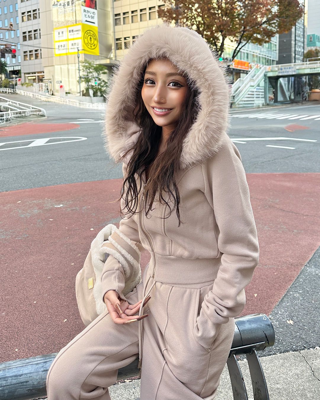Rady プードルファー コート ピンク アウター ふわふわ フード 