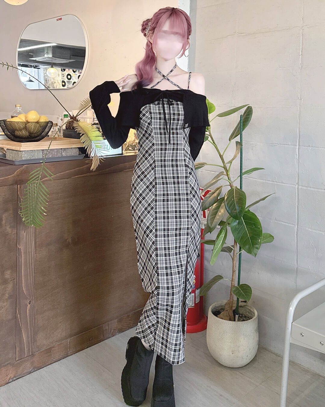 HONEYMEW オフショルボレロスリットアンサンブルワンピース ブラック オフショルボレロスリットアンサンブルワンピース ホワイト