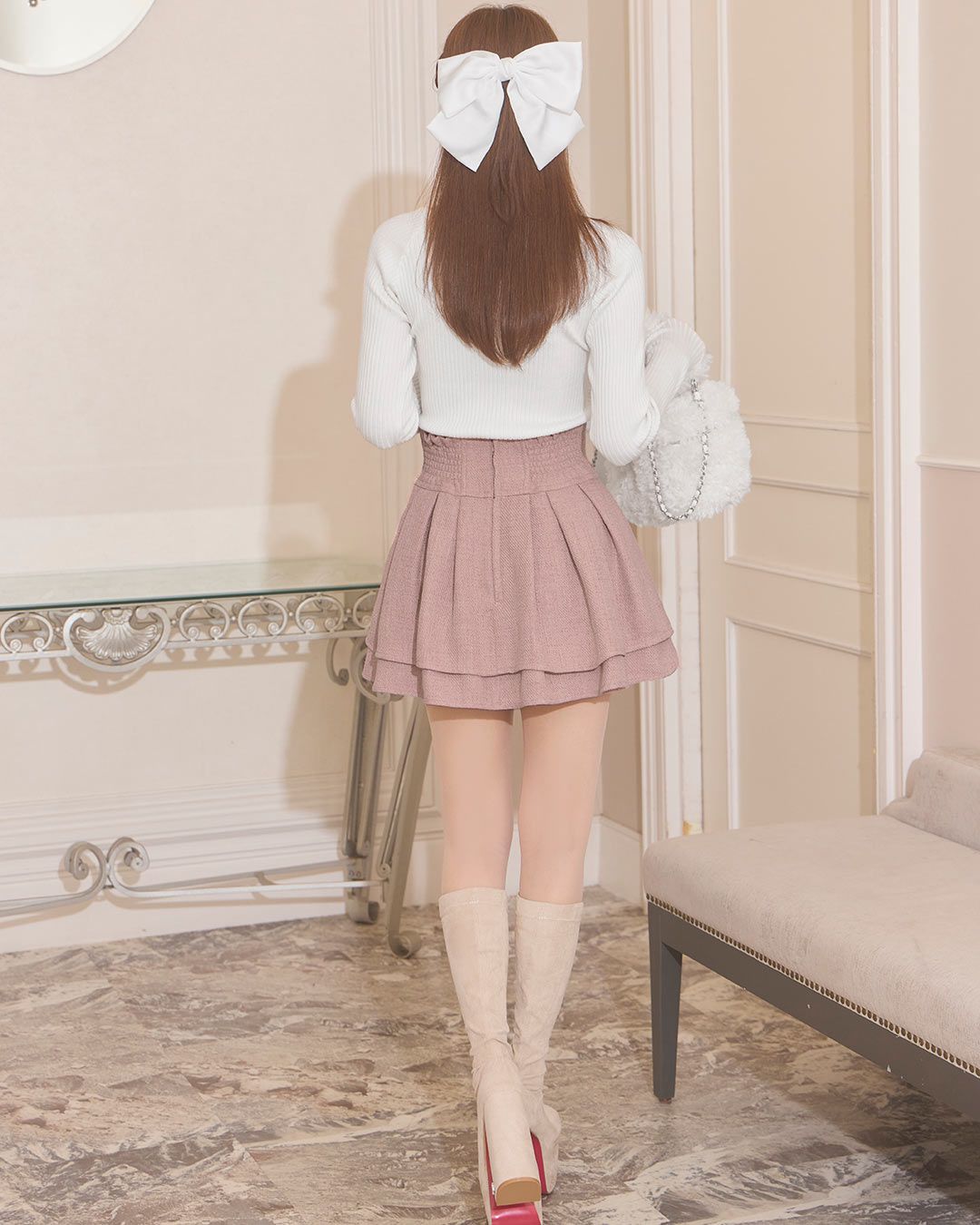 美脚エレガントツイードスカート ピンク | ファッション通販＆メディア