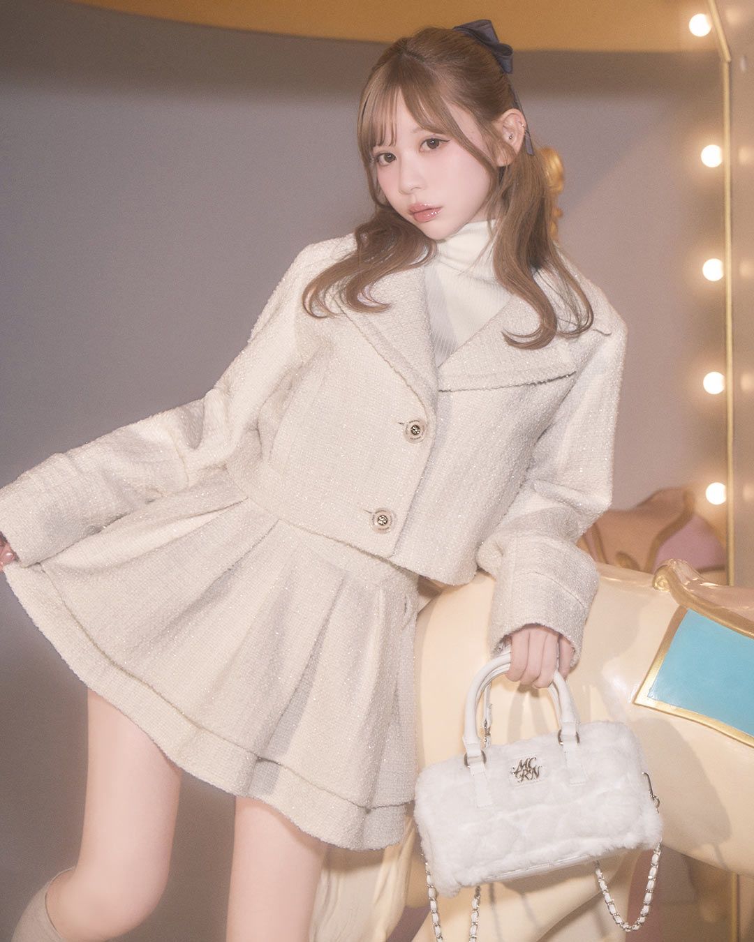 ファンシーツイード美脚スカート ブラック | ファッション通販