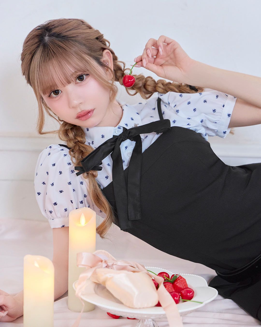 モノグラムシャツプリーツワンピース ブラック | ファッション通販
