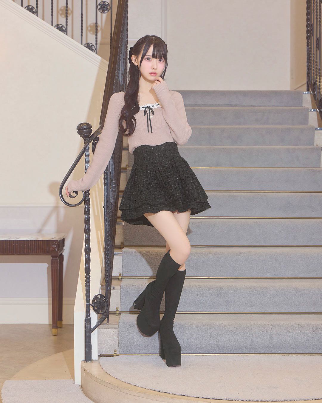 ファンシーツイード美脚スカート ブラック | ファッション通販