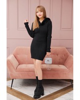 Rady♡フーディファーワンピース♡ フードファーニットワンピース ブラック | ファッション通販