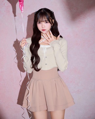 ミシェルマカロン　ビジュー　美脚スカート　ブルー 美脚になれるスカートシリーズ