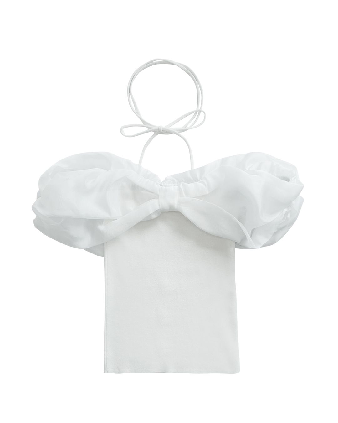 ビッグリボンオフショルニットトップス ホワイト | ファッション通販