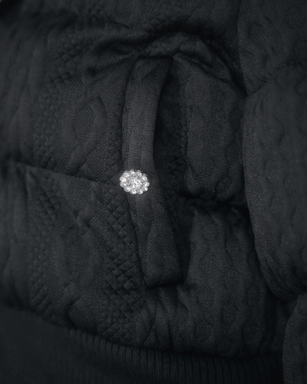 ファーフードケーブル柄ショートダウン ブラック | ファッション通販