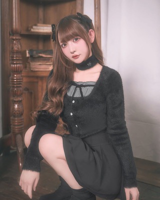 michellMacaron レースカラーニットトップス　ノースリーブ ノースリーブフリルニットトップス ピンクベージュ | ファッション通販