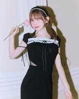 ドットチュールマーメイドワンピース ブラック | ファッション通販