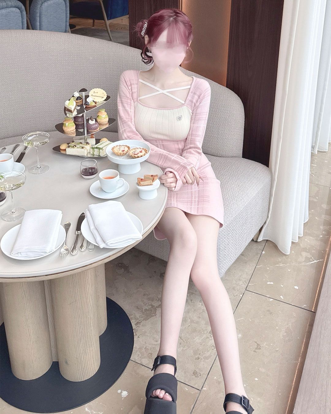 チェックタイトニットワンピース ブラック | ファッション通販