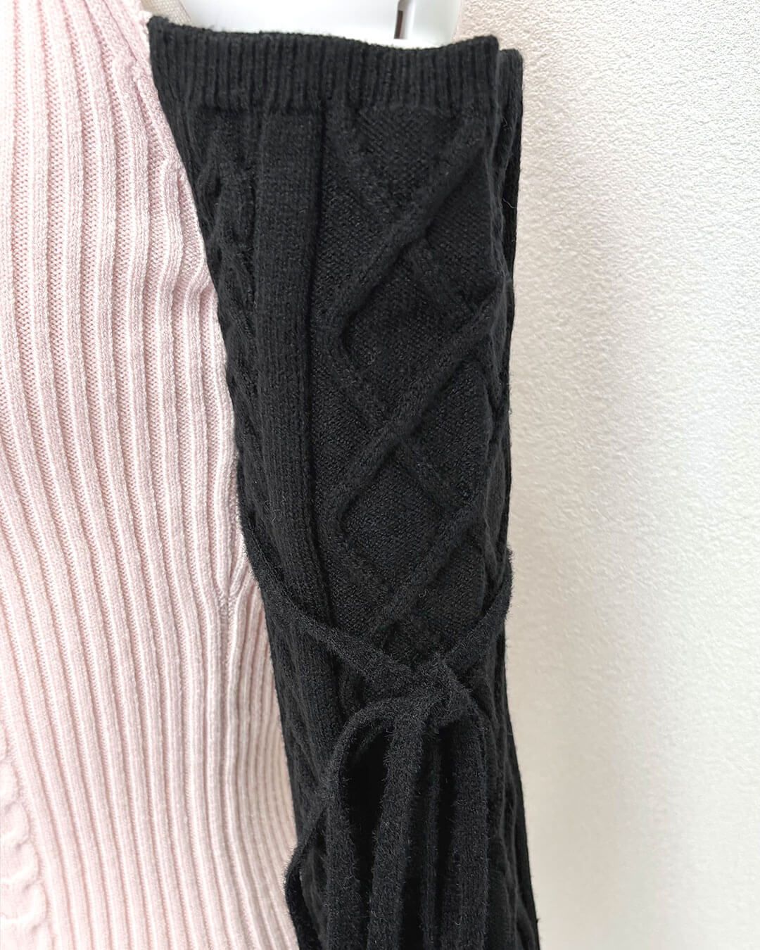 ハートカット肩あきケーブルニット ブラック | ファッション通販