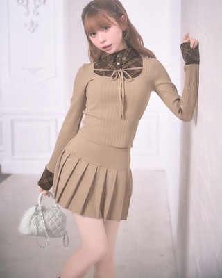 ランダムチェックアンサンブルワンピ ブラウン | ファッション通販