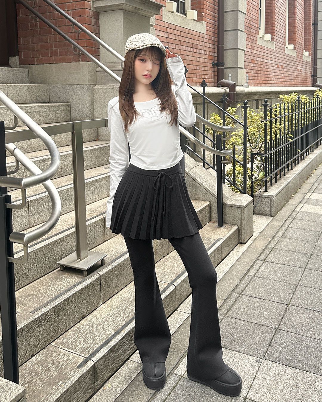Drawer ブラック プリーツニットスカート プリーツニットスカートパンツ ブラック | ファッション通販＆メディア