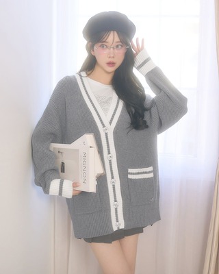 ミシェルマカロン ニットカーディガン michellMacaron - ミシェルマカロン ファーニットカーディガンの通販