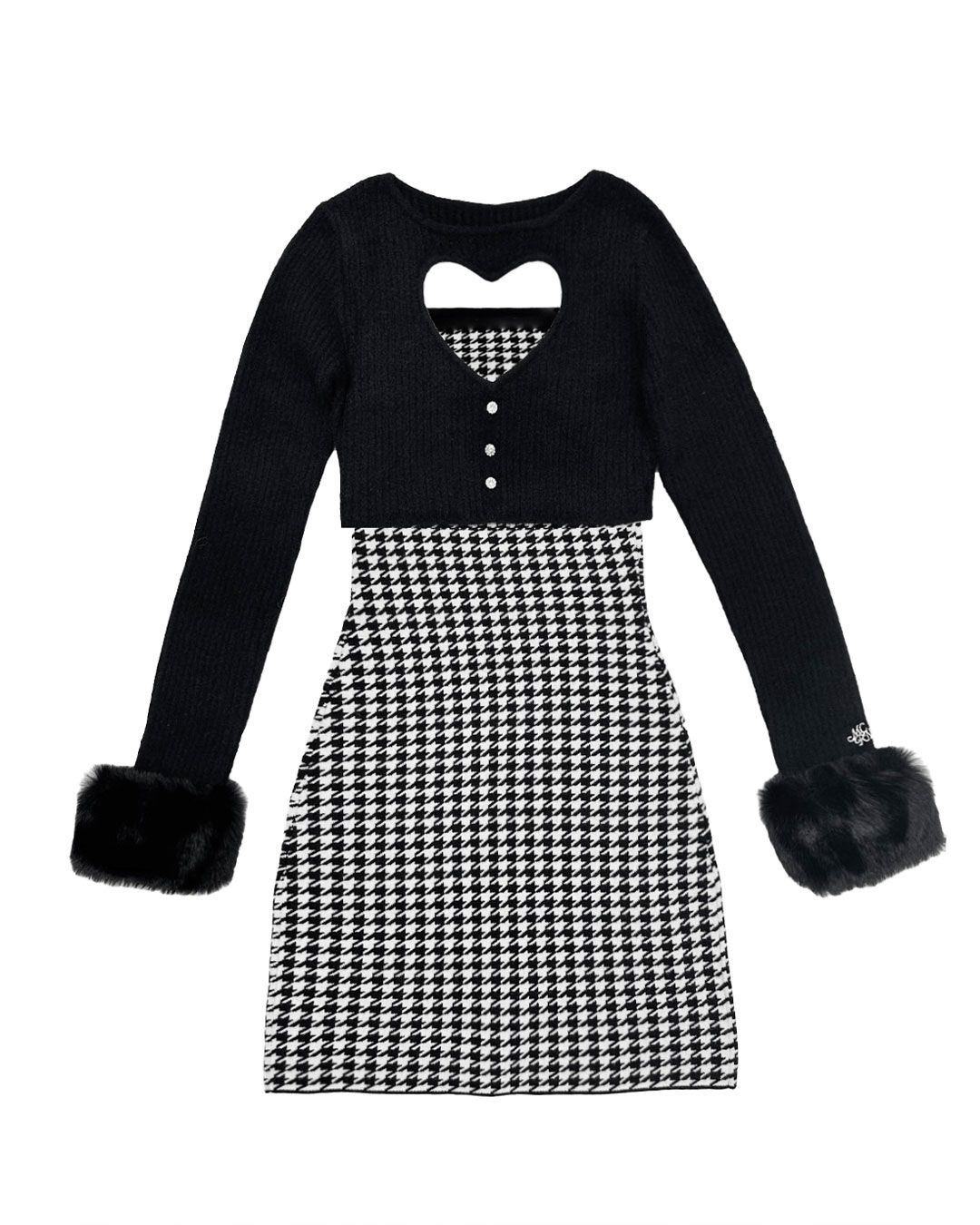 ハートカットニットワンピース ブラック | ファッション通販＆メディア