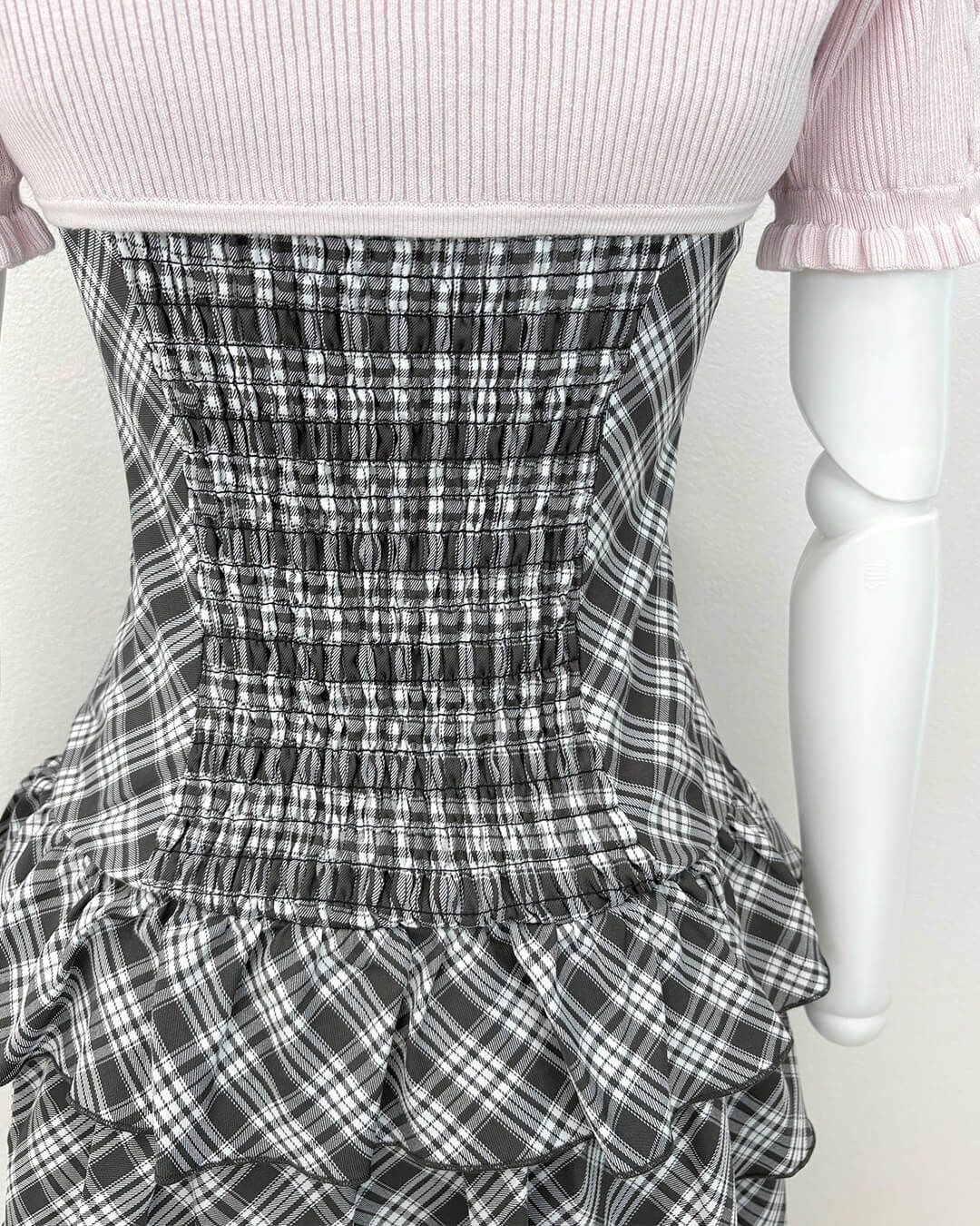 チェックアンサンブルフリルワンピース シェルピンク | ファッション