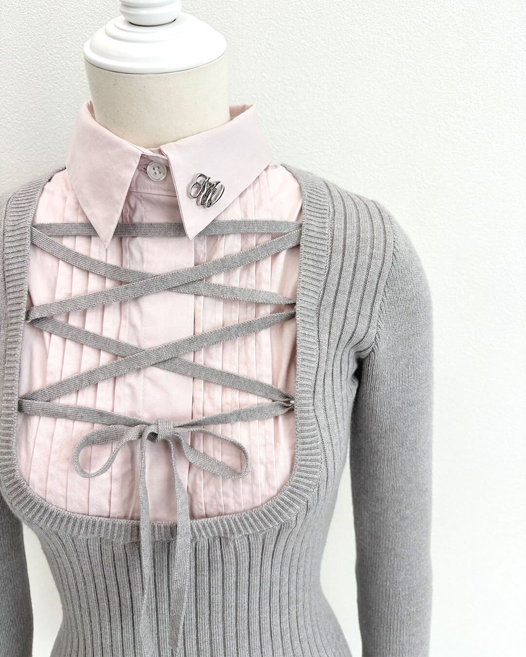 レースアップドッキングトップス グレー | ファッション通販＆メディア