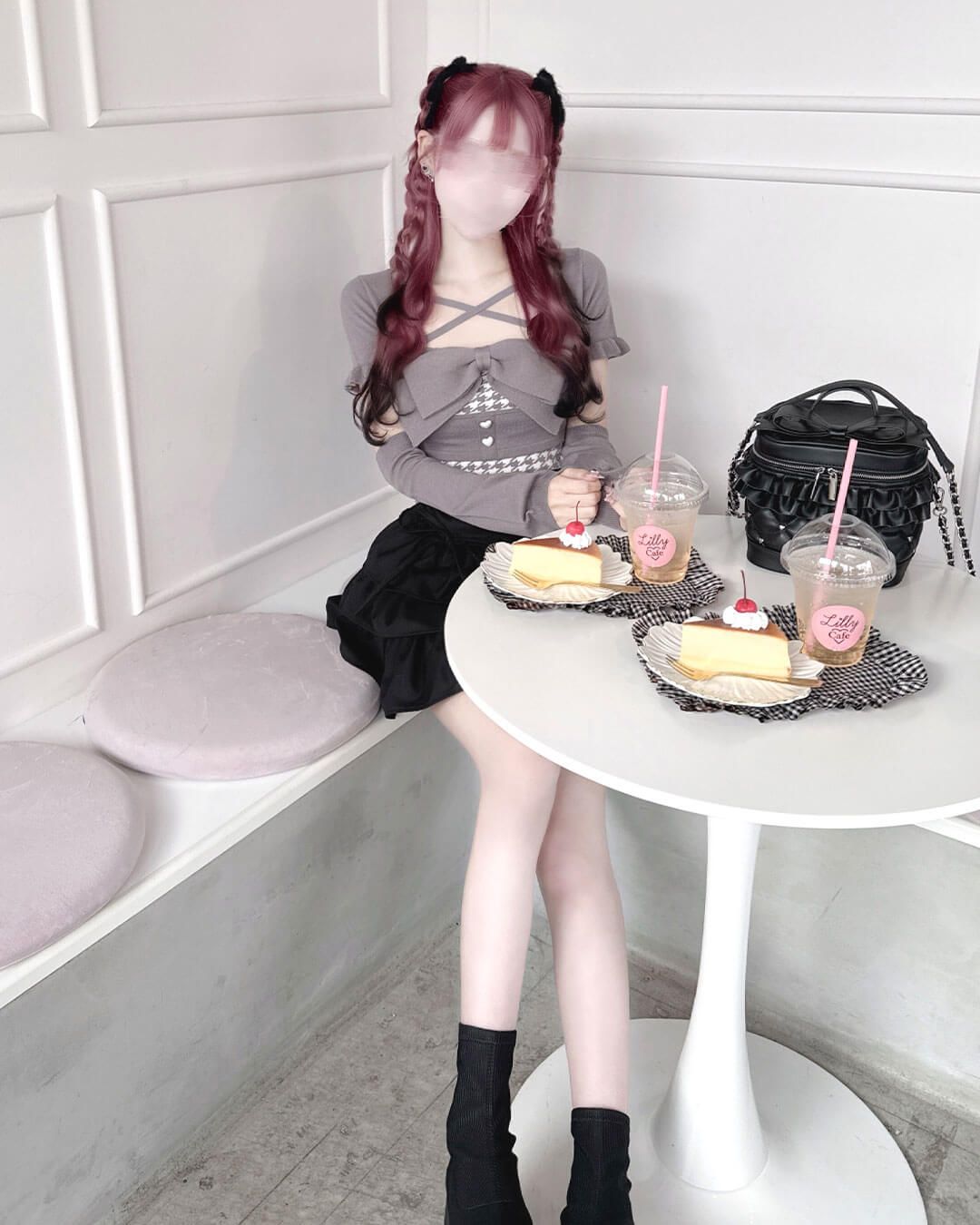 ビッグリボンアンサンブルトップス グレー | ファッション通販