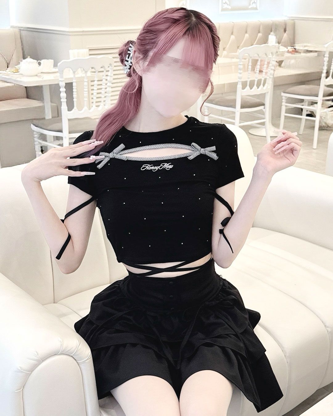 【再販】1点のみ  le ruban•*¨*•.¸୨୧* リボンクロスTシャツ ピンク | ファッション通販＆メディアMyColor